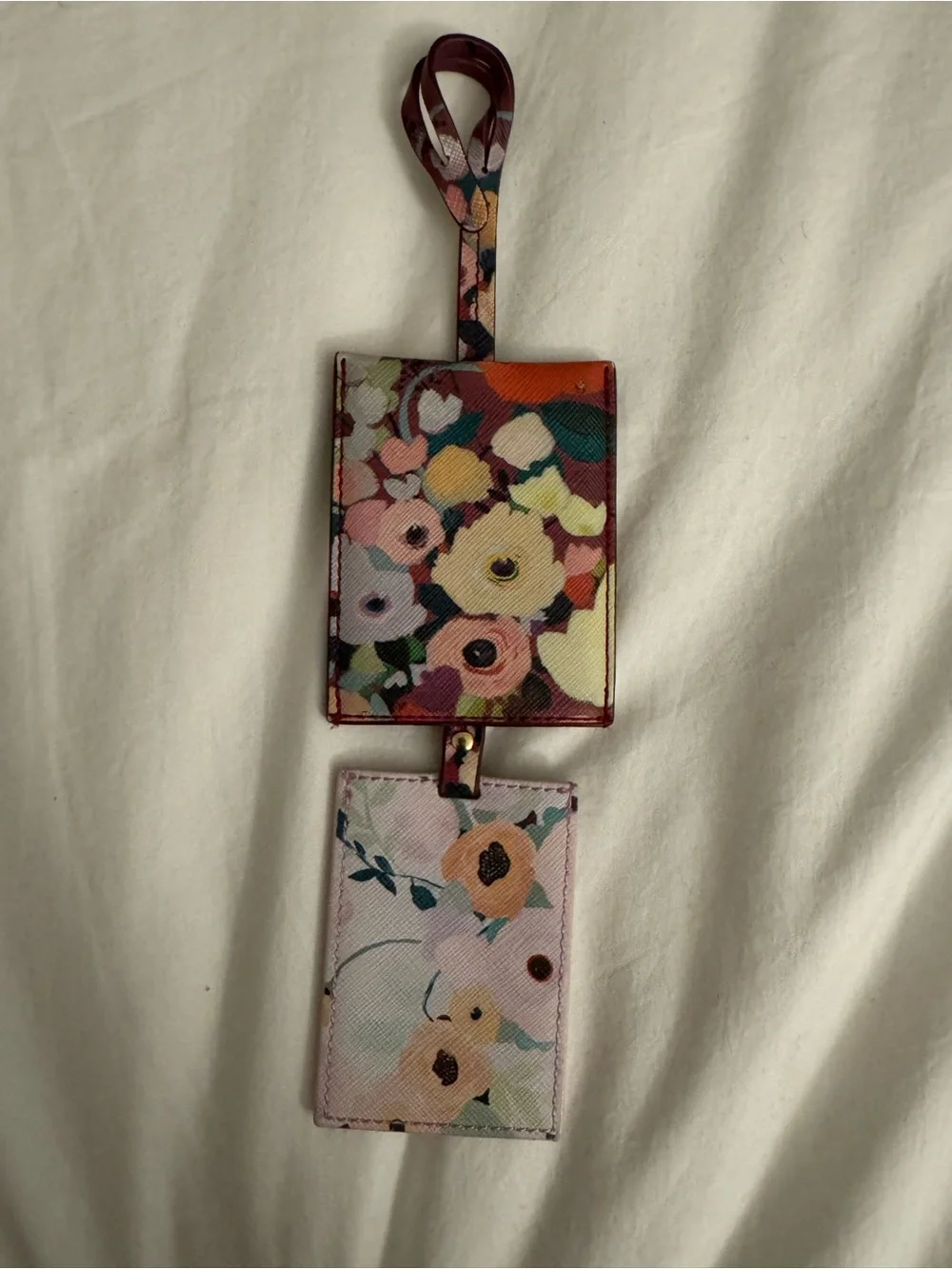 Anthropologie Floral Double ID Card Holder Lanyard - Pink Multi